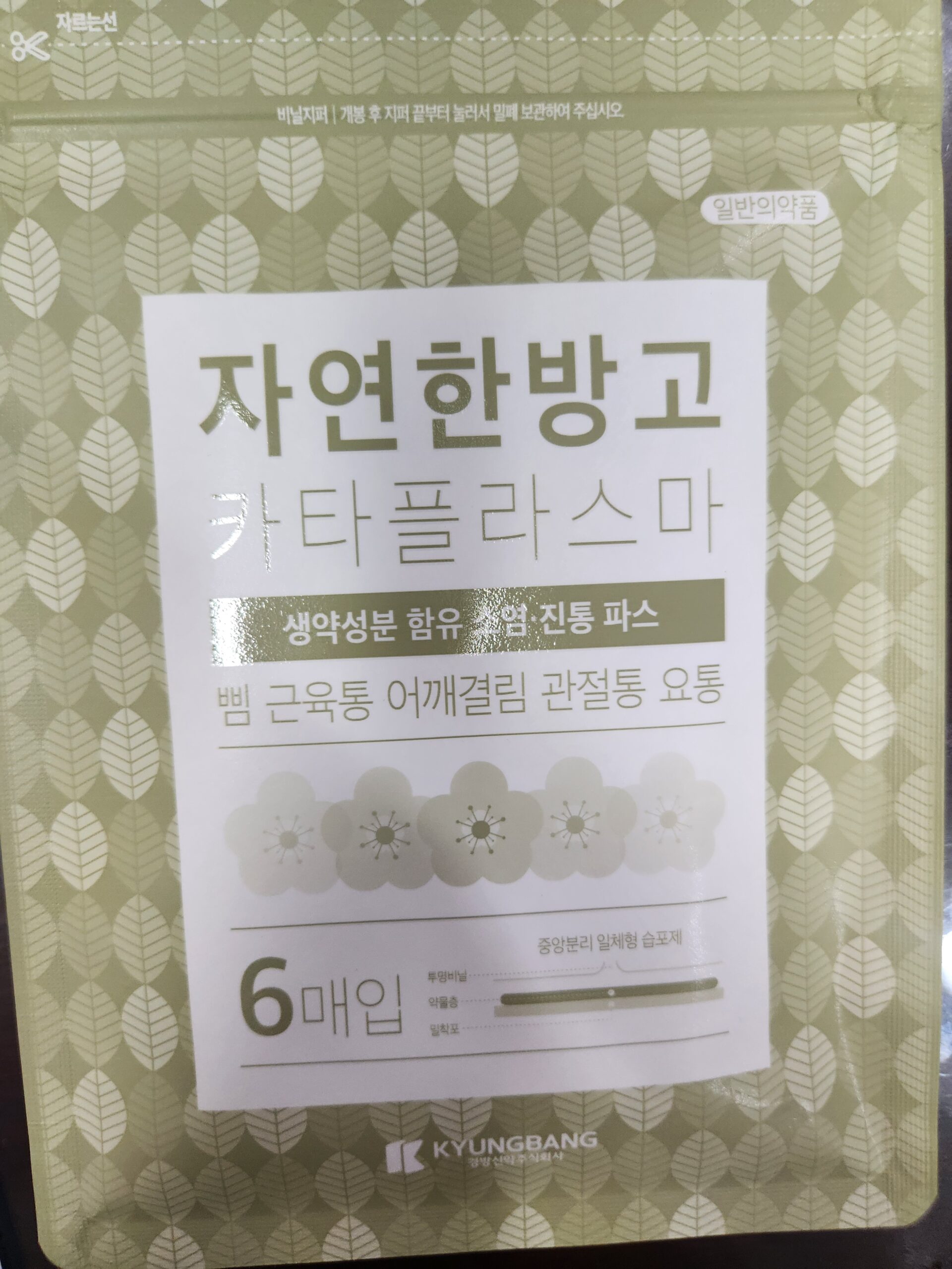 자연한방고 파스 카타플라스마 경방신약 한방파스